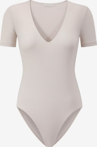 SASSYCLASSY Shirt bodysuit in Beige: front