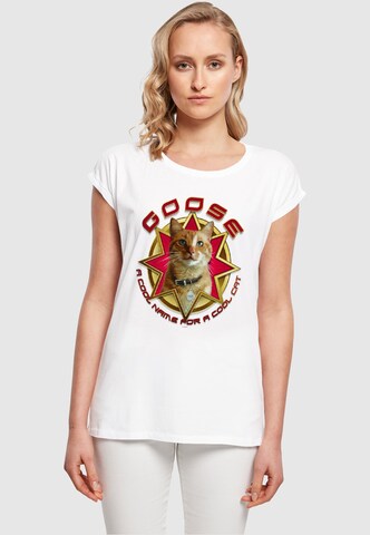 Maglietta 'Captain Marvel - Movie Goose Cool Cat' di ABSOLUTE CULT in bianco: frontale