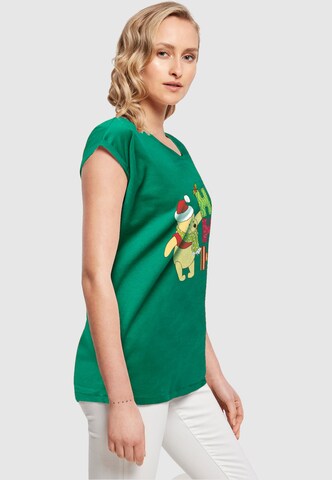 ABSOLUTE CULT Shirt 'Winnie The Pooh - Ho Ho Ho Scarf' in Green