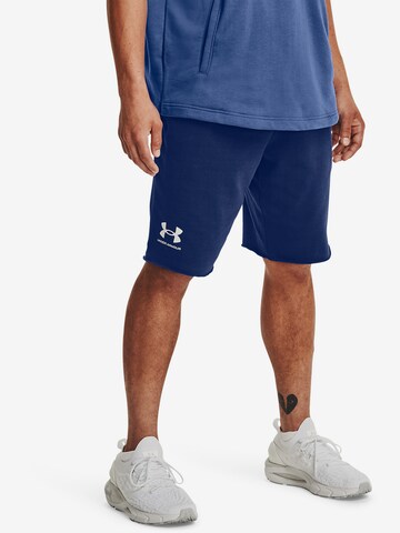 UNDER ARMOUR Regular Workout Pants 'Rival' in Blue: front