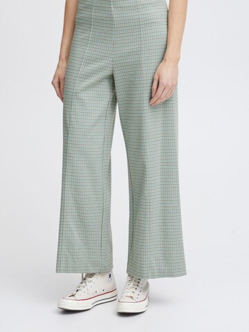 ICHI Wide leg Pants 'KATE' in Green: front