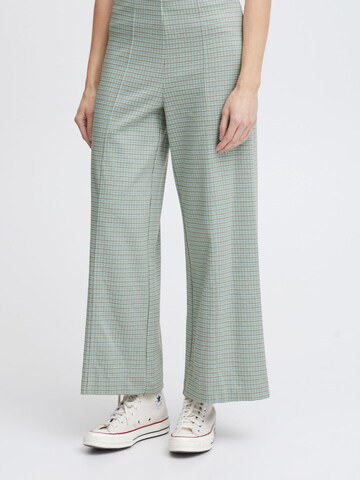 ICHI Wide leg Trousers 'KATE' in Green: front