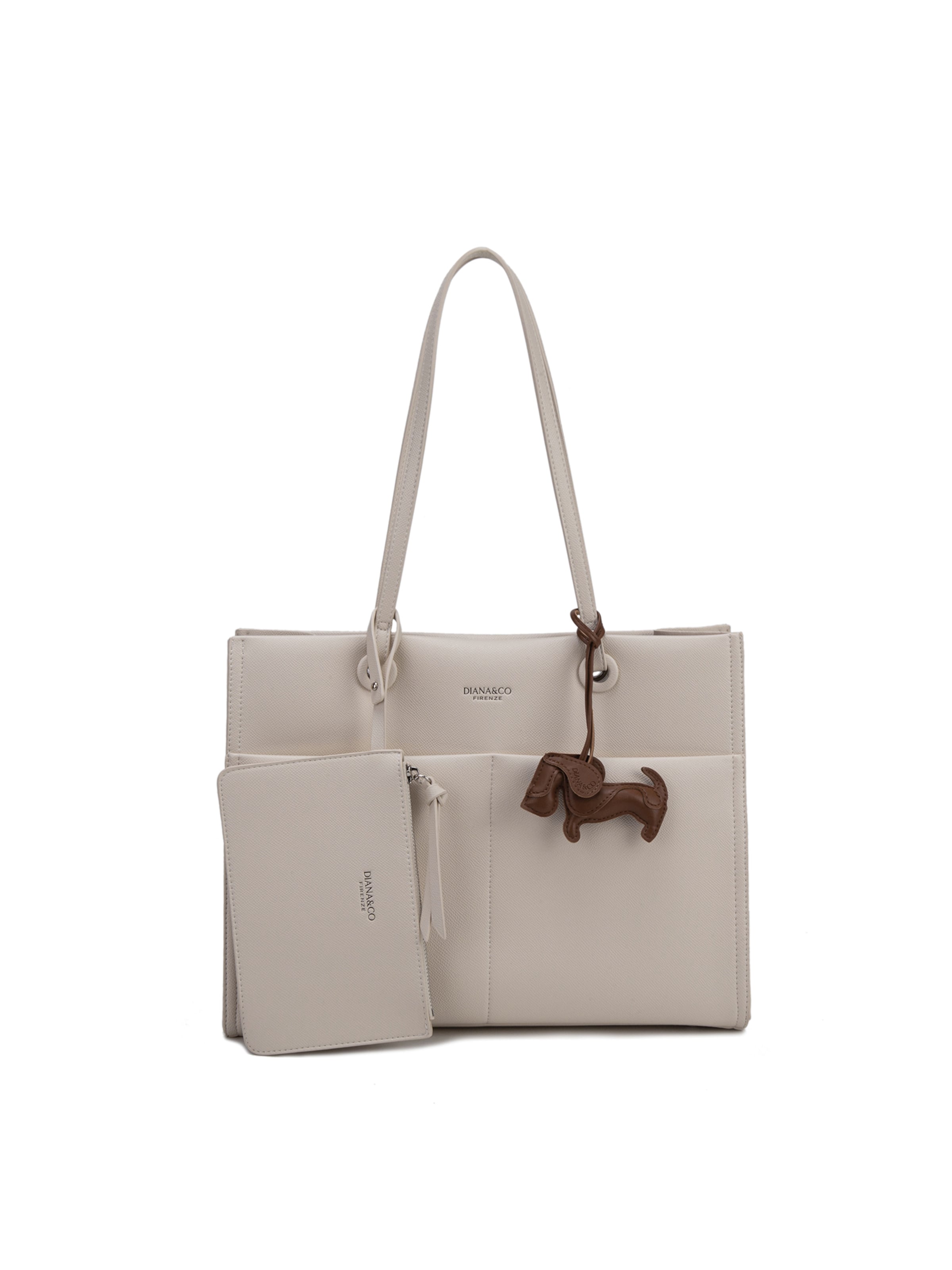 Shopper 'Borsa Shopper Donna Elora Lux - Pelle Vegana PU, Chiusura Magnetica' di Diana&Co. in beige: frontale