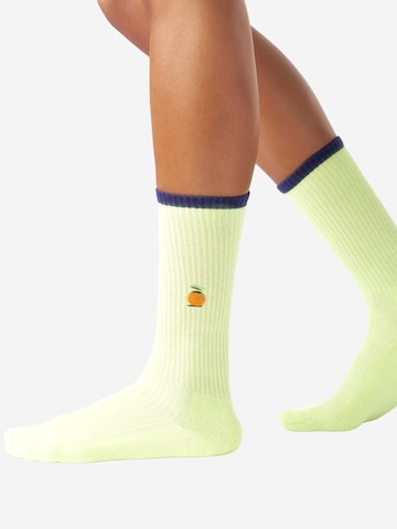 Von Jungfeld Socken 'Mix & Match Tennis mit Stickmotiven' in Gelb