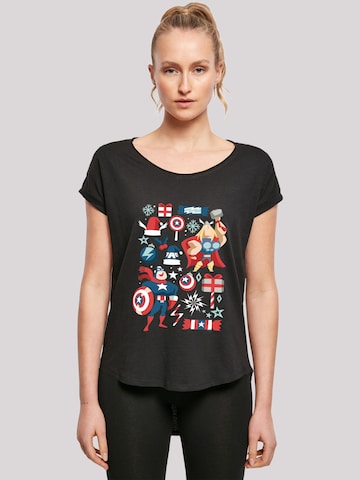 F4NT4STIC Shirt 'Marvel Universe Thor And Captain America Christmas Day' in Black: front