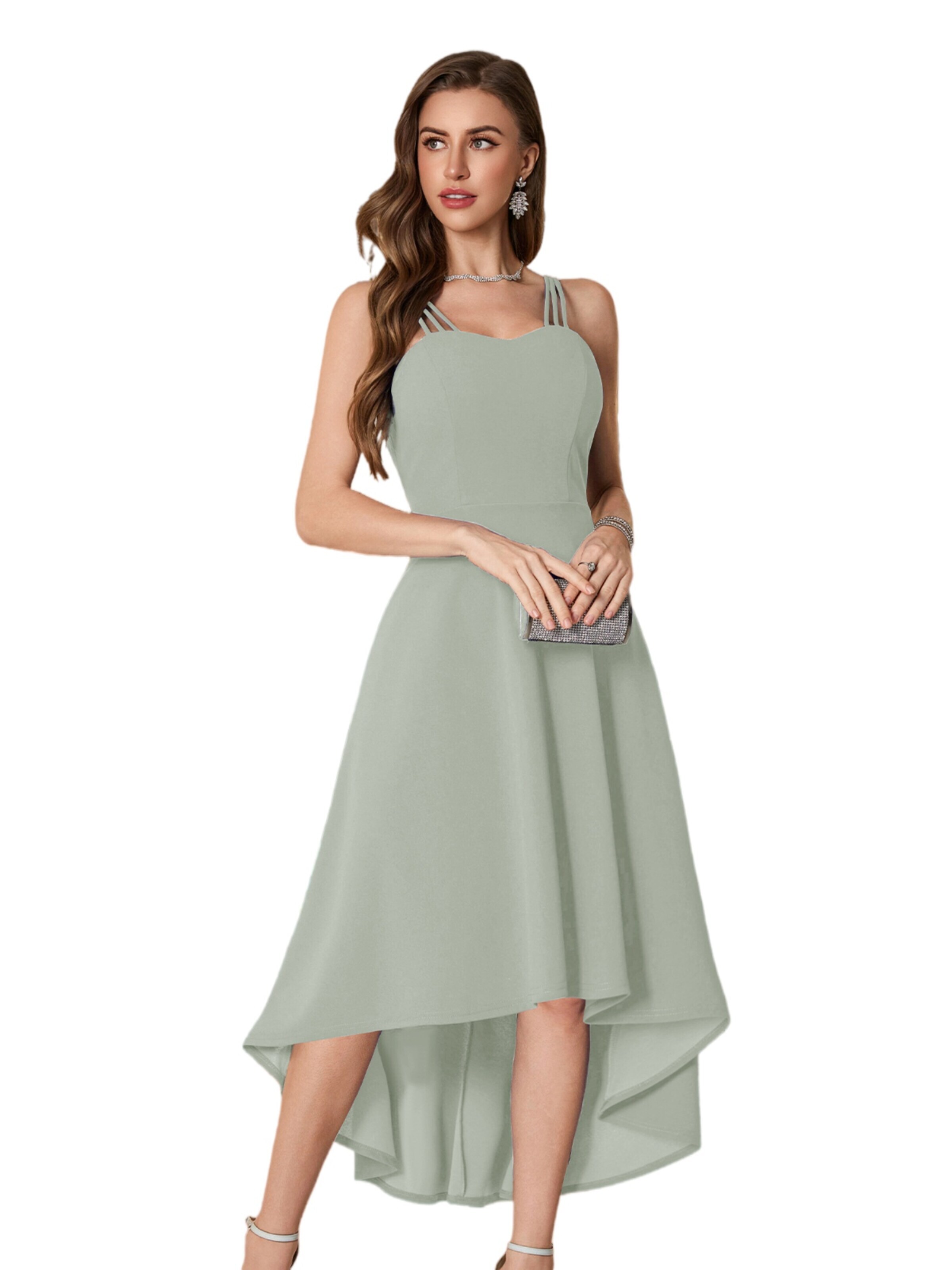 Zapaka Cocktail Dress 'Träger Herzausschnitt Cocktail' in Green: front