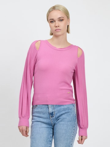 Influencer Sweter w kolorze różowy: przód