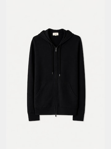 GOBI Cashmere Gebreid vest 'Men's Zip-Up Cashmere Hoodie' in Zwart: voorkant