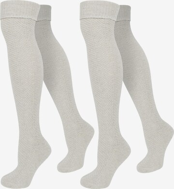 Chaussettes montantes normani en beige : devant