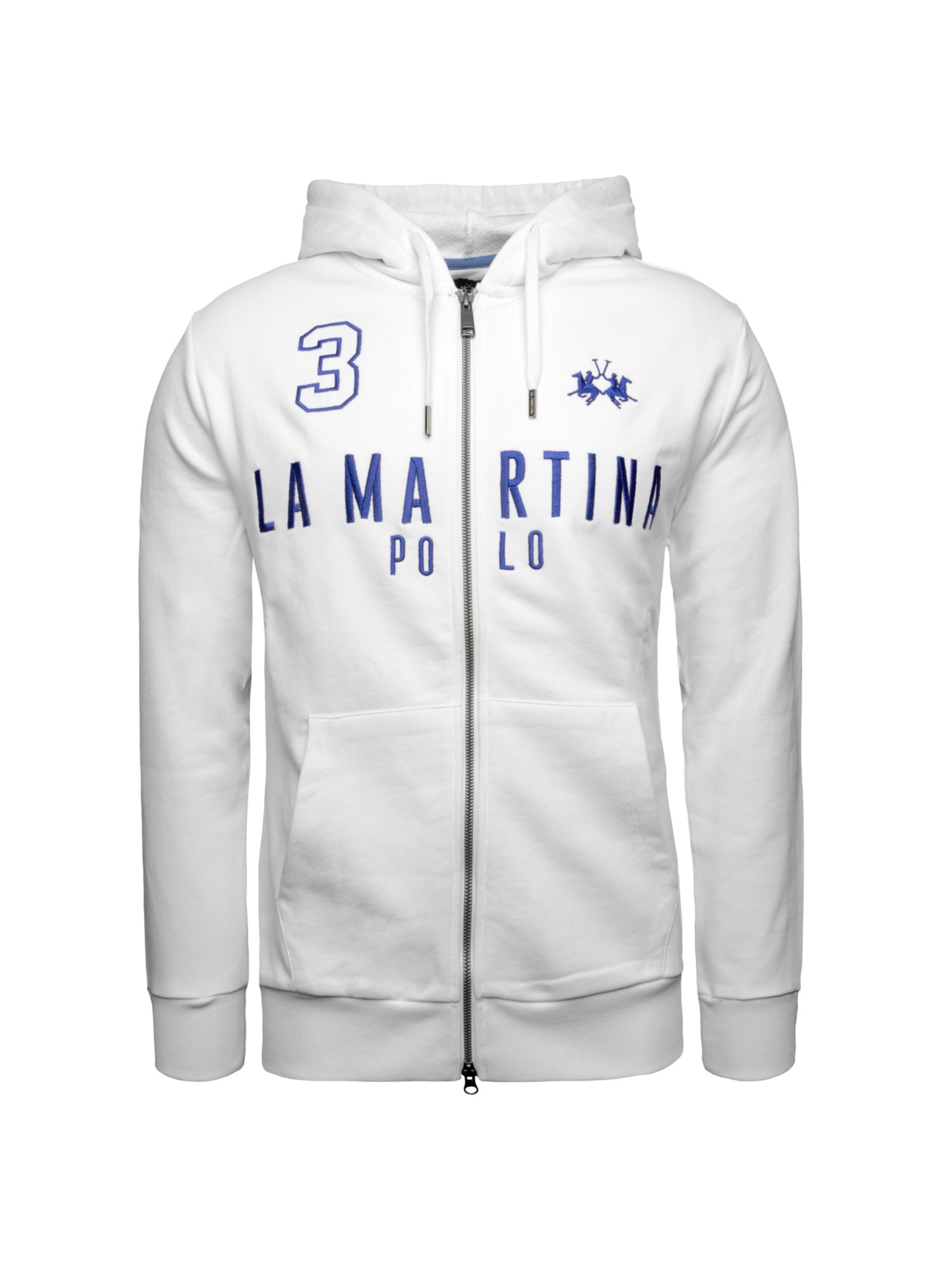 La Martina Sweat jacket ' MAF305 ' in White: front