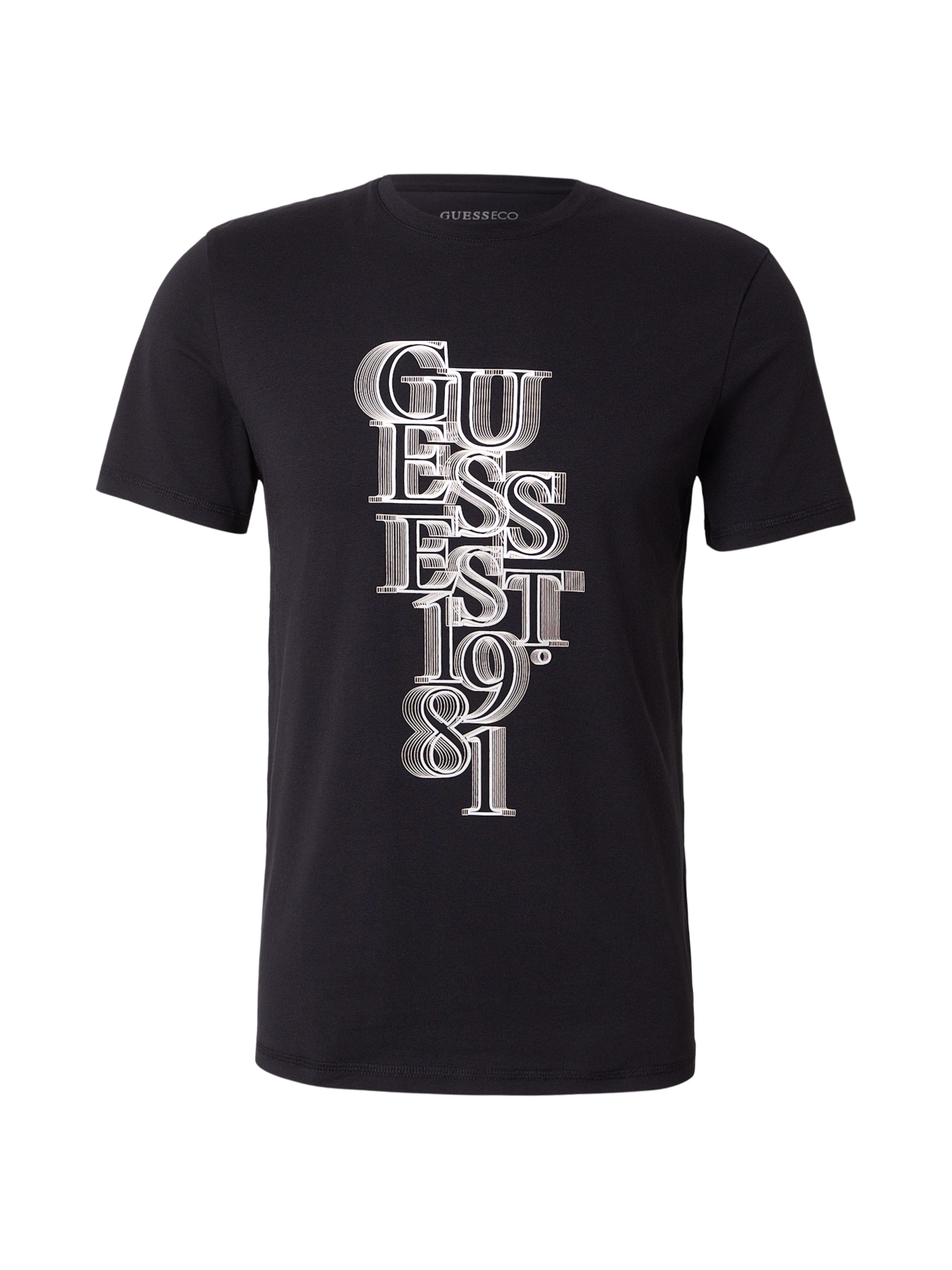 GUESS - Camiseta en negro: frente