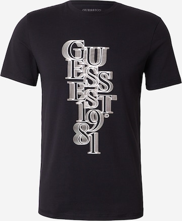 GUESS - Camiseta en negro: frente