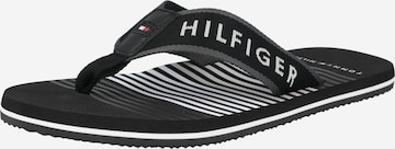 TOMMY HILFIGER - Sandalias de dedo en negro: frente