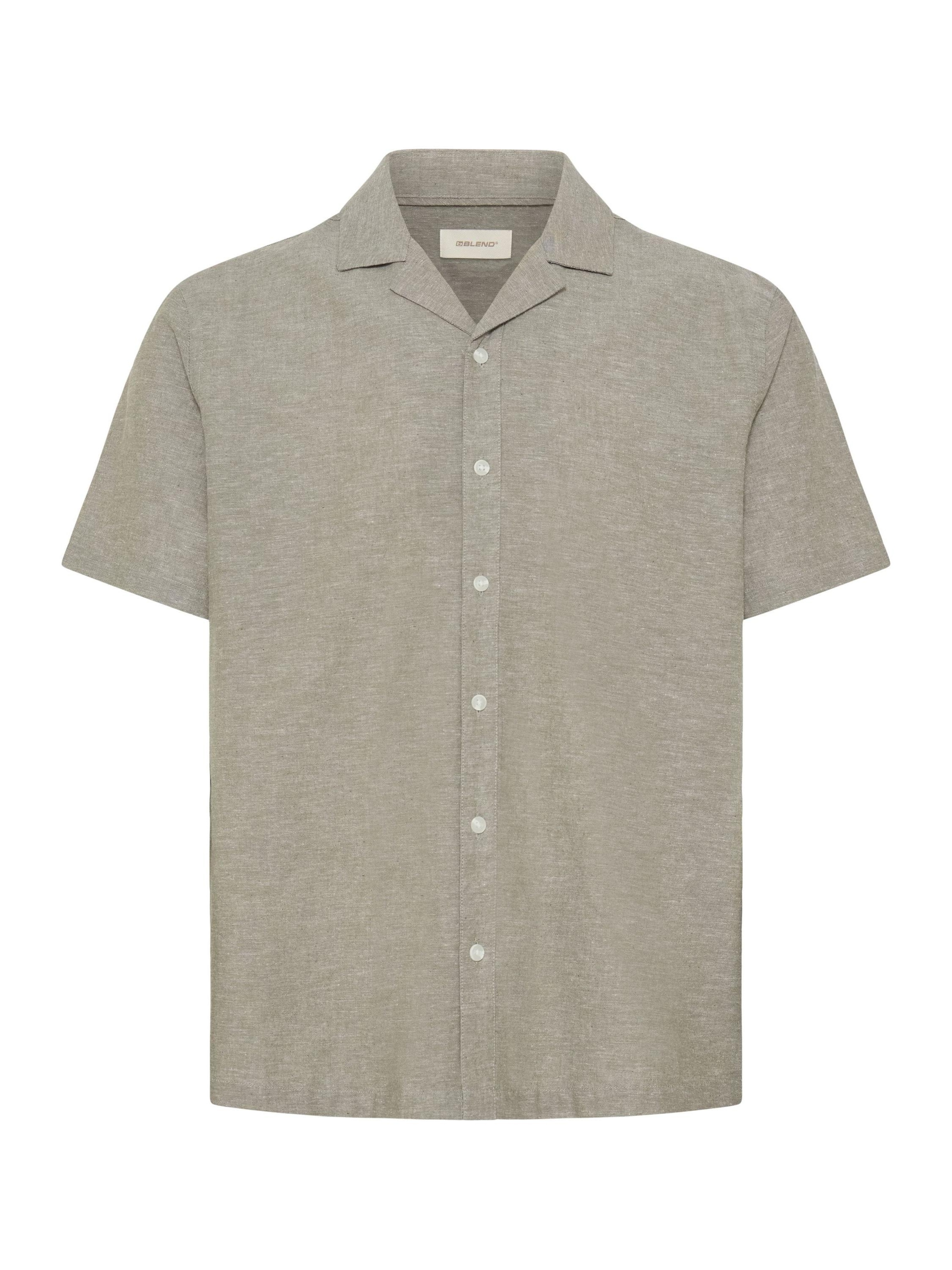 BLEND Button Up Shirt ' BHAban Cuba Linen Mix ' in Green: front