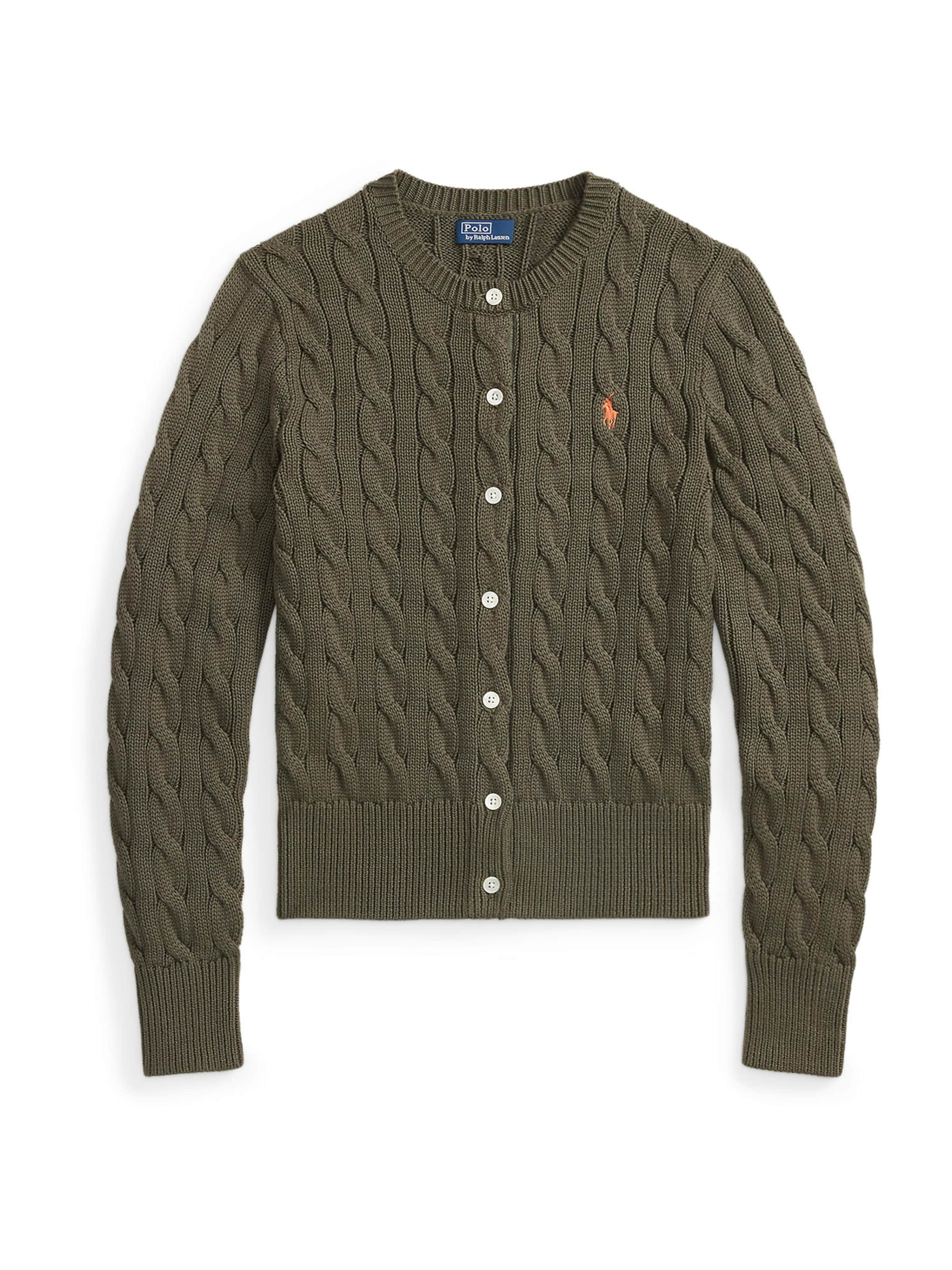 Polo Ralph Lauren Cardigan en vert foncé, Vue avec produit