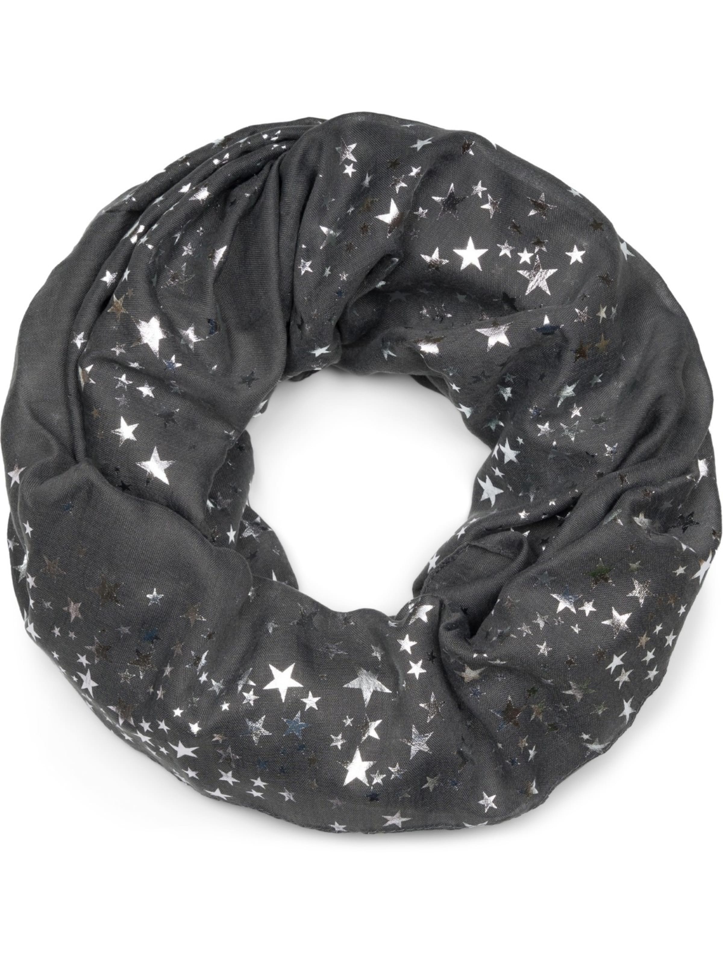 styleBREAKER Loop scarf 'Loop Schal mit Metallic Sterne Print' in Grey: front