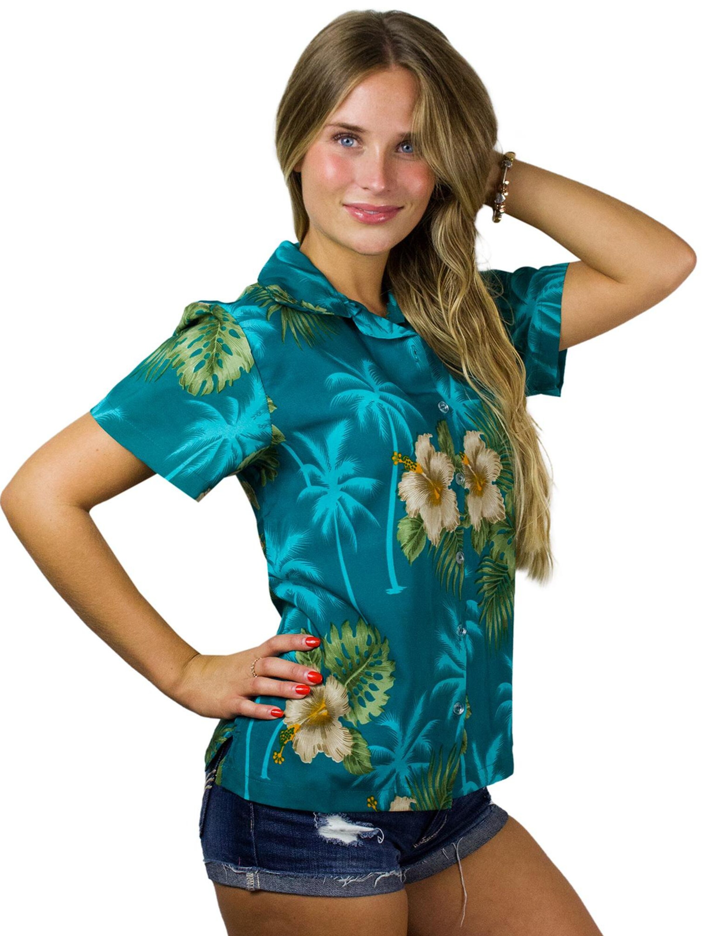 King Kameha Blouse 'Small Flower' in Green