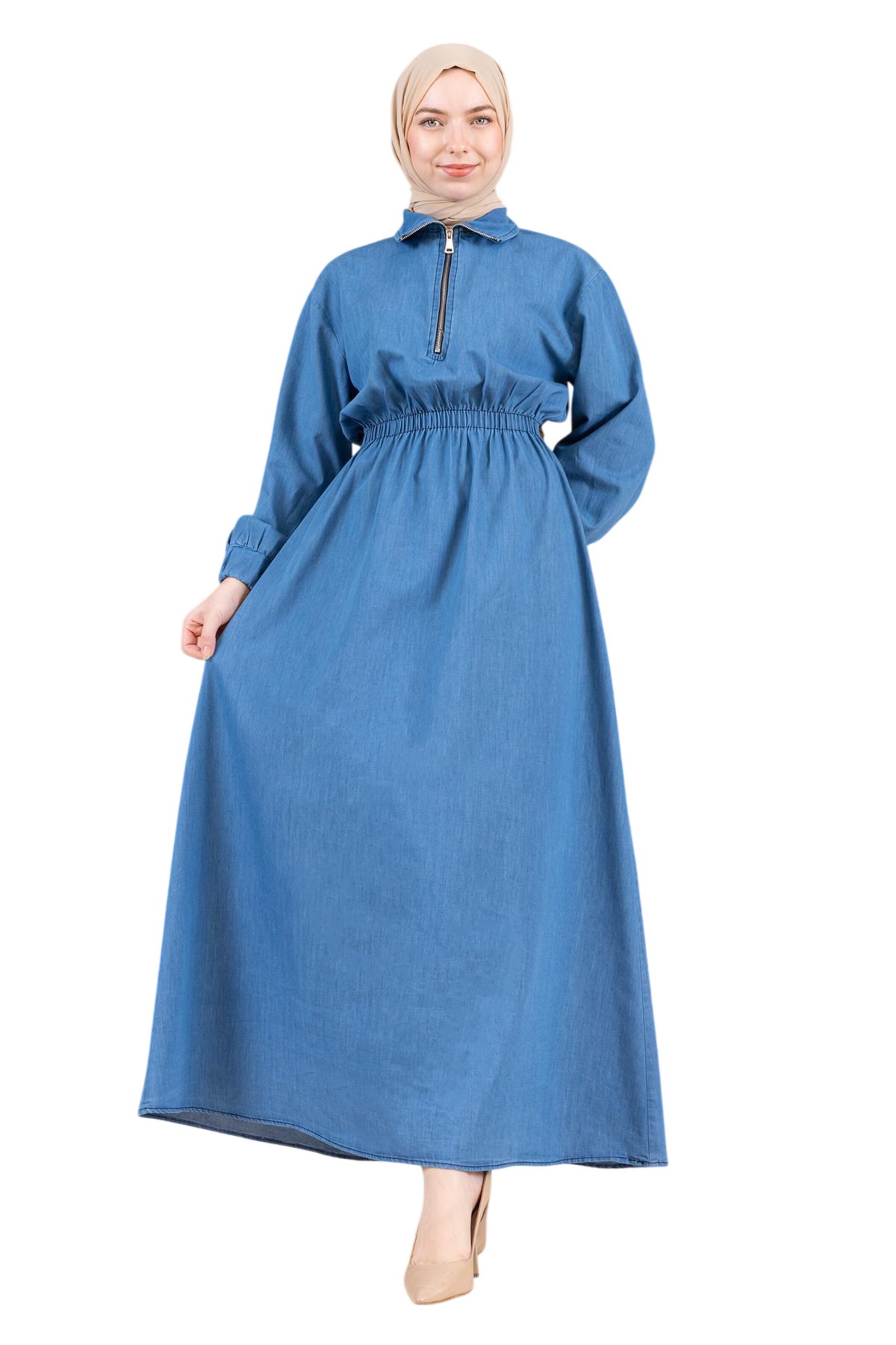 MODAMIHRAM Blousejurk in Blauw: voorkant