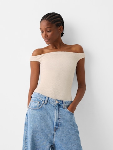 Shirtbody Bershka en beige : devant