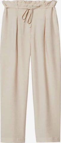 MANGO Wide leg Bandplooibroek 'Peanut' in Beige: voorkant