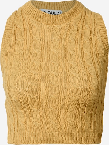 Unique21 Broderad topp i beige: framsida