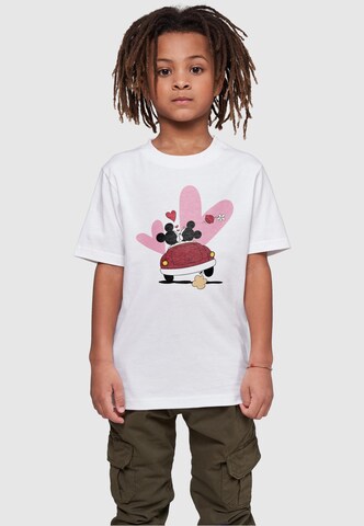 ABSOLUTE CULT Shirt 'Mickey Mouse - Car' in Wit: voorkant