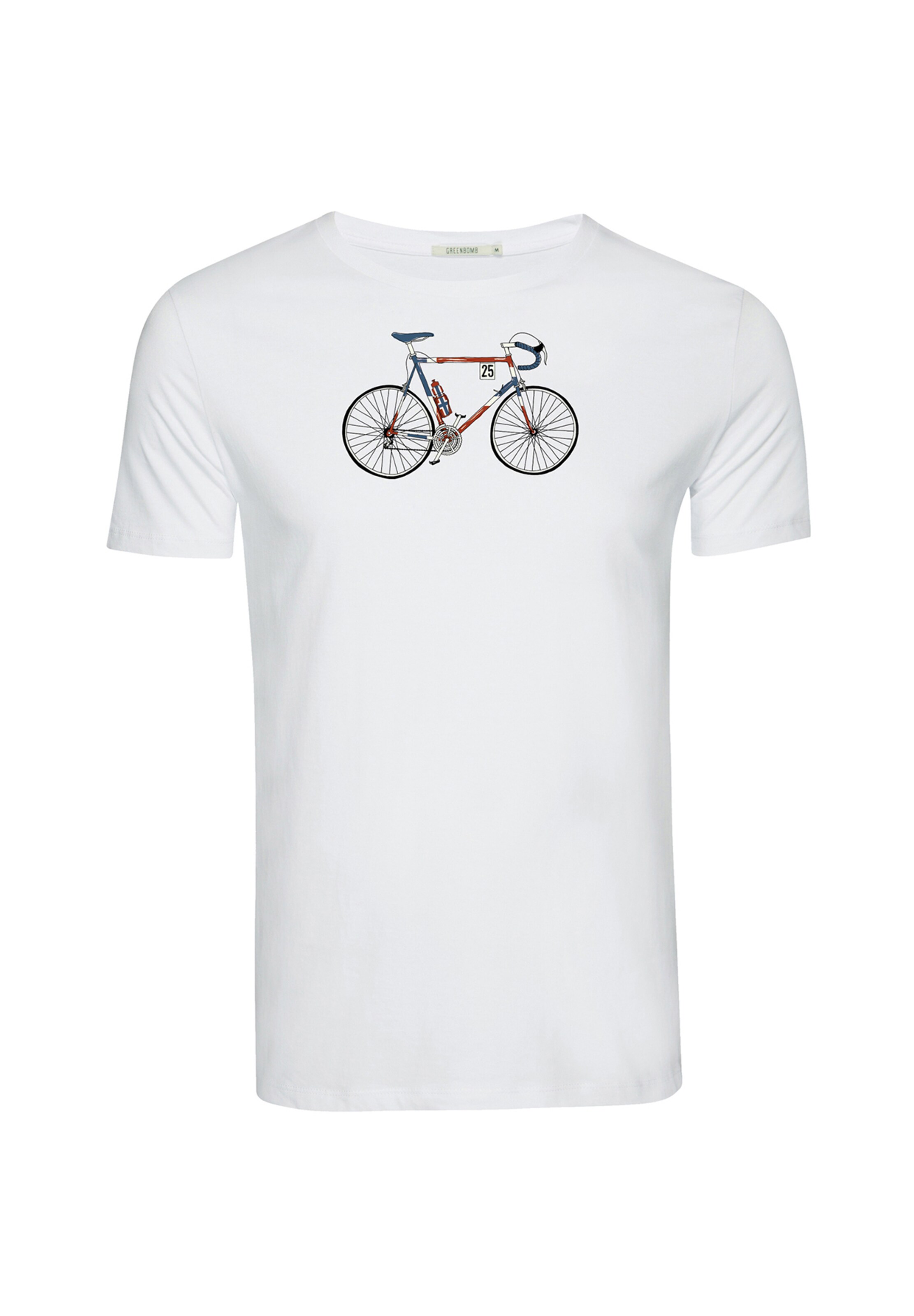 T-Shirt 'Bike Mikkel' GREENBOMB en blanc : devant