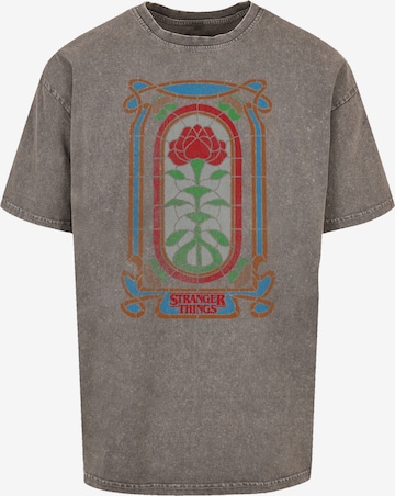 F4NT4STIC Shirt 'Stranger Things Rose Window Netflix TV Series' in Grijs: voorkant