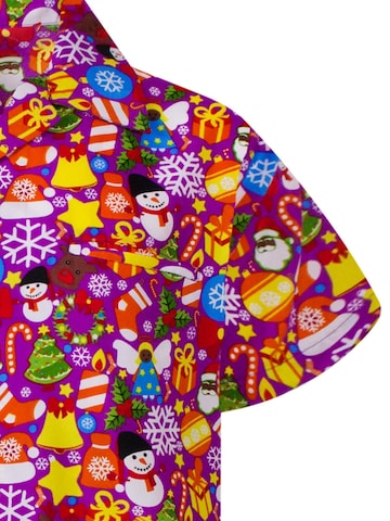 King Kameha Regular Fit Hemd 'Christmas Allover'‌‌‌‌‌‌‌‌‌‌ in Pink