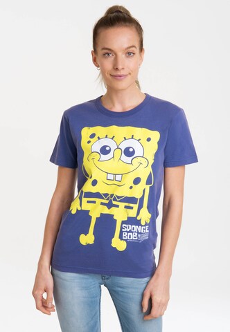 LOGOSHIRT Shirt 'Spongebob Schwammkopf - I'm Ready' in Blue: front