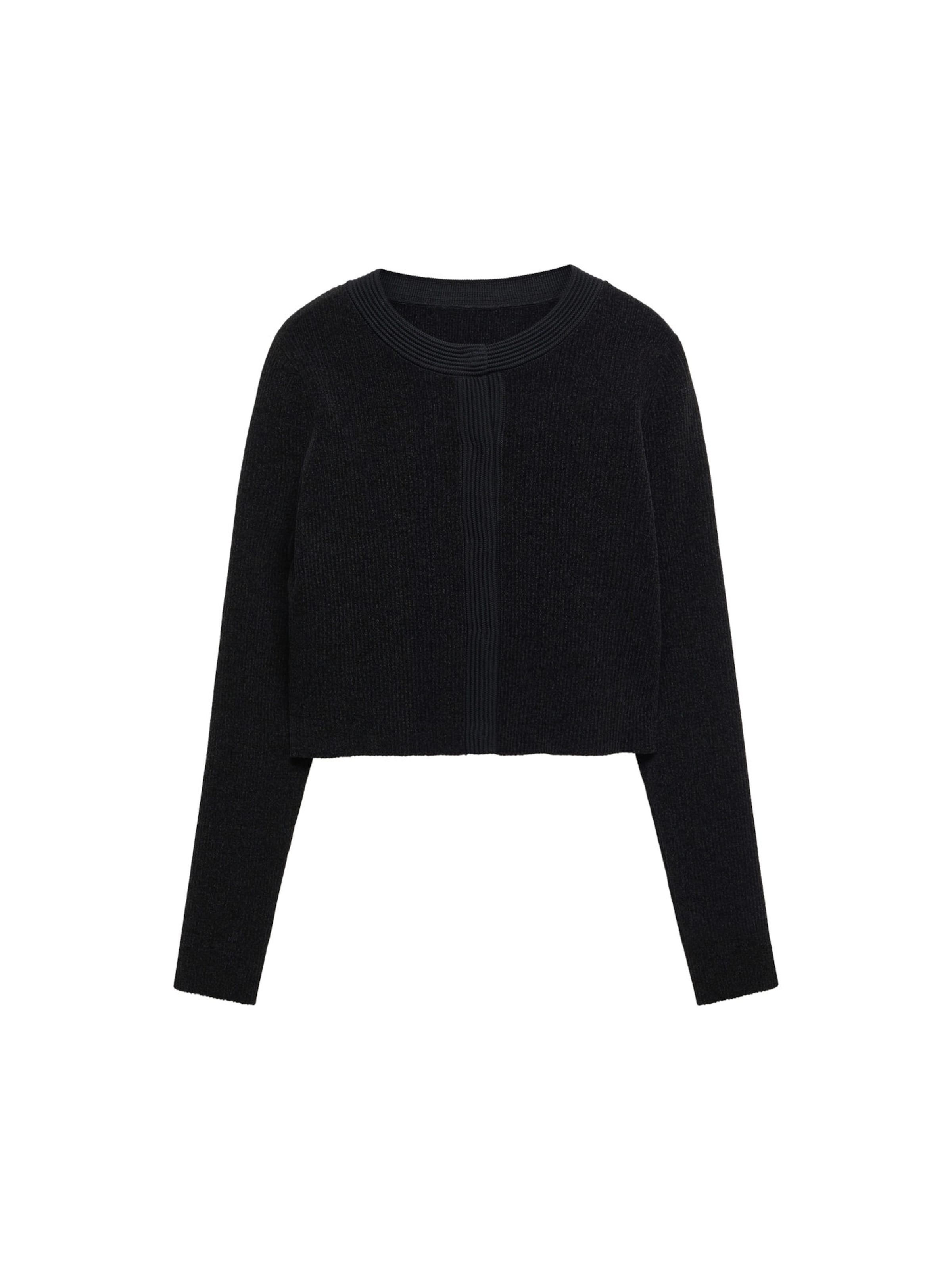 MANGO Плетена жилетка 'MESSI' в черно: отпред