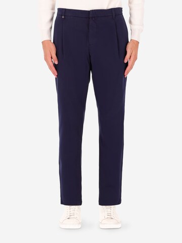 Distretto12 Slim fit Pleat-Front Pants 'Giron' in Blue: front