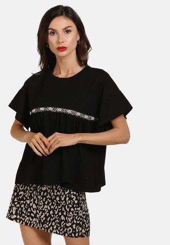 Tricou de la faina pe negru: față