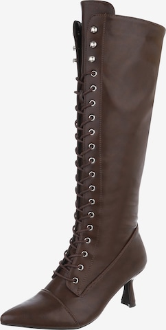 Ital-Design High Heels ' Schnürstiefel ' in Braun: Vorderseite