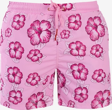 Frozen Cape Swimming Trunks in Pink: front