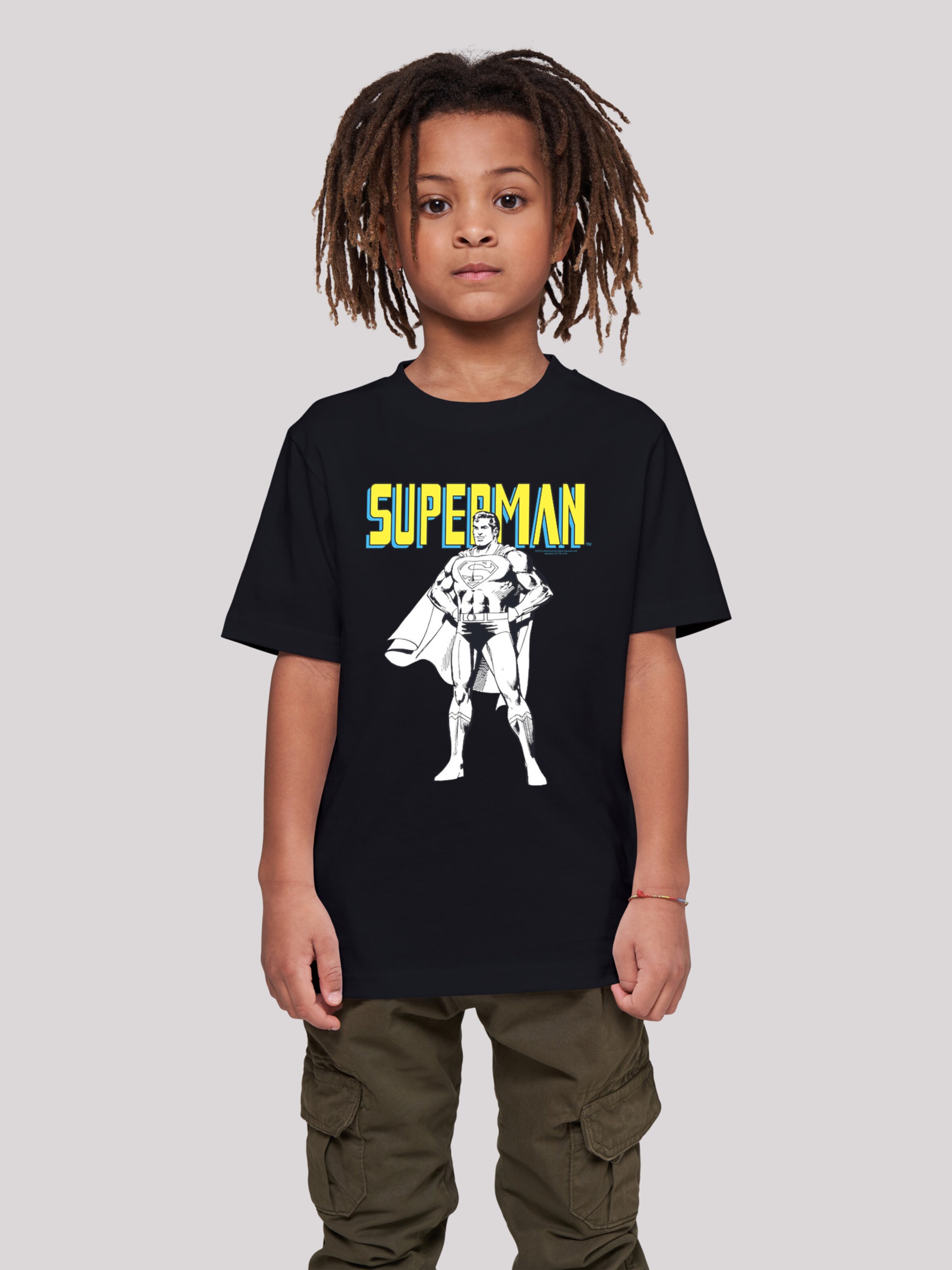 Kinder Kids (Gr. 92-140) F4NT4STIC Shirt 'Superman Mono Action Pose' in Schwarz - DD19036