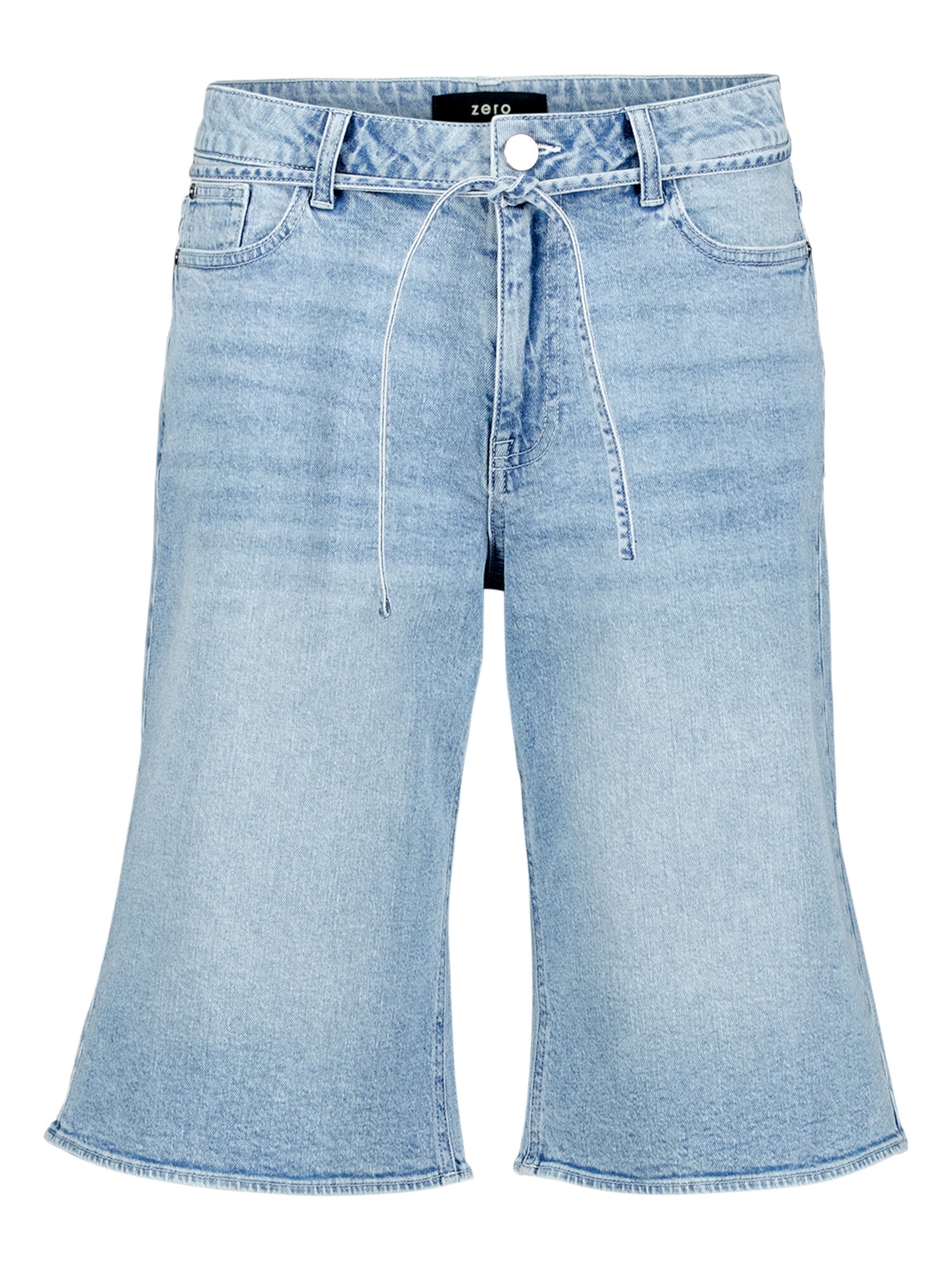 zero Skinny Jeansshorts mit Bindegürtel in Blau: Vorderseite