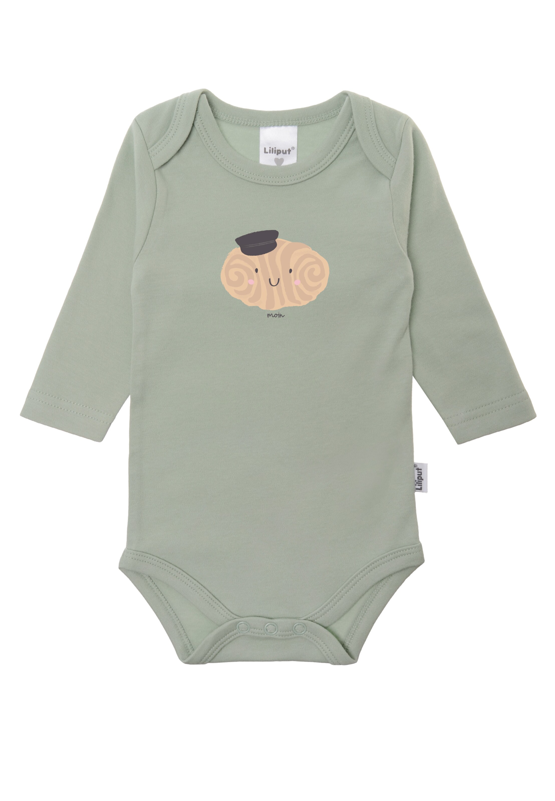 LILIPUT Langarmbody 'Franzbrötchen' in Grün: Vorderseite