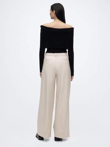BOSS Wide leg Pressveckad byxa 'C_Tacodi1' i beige