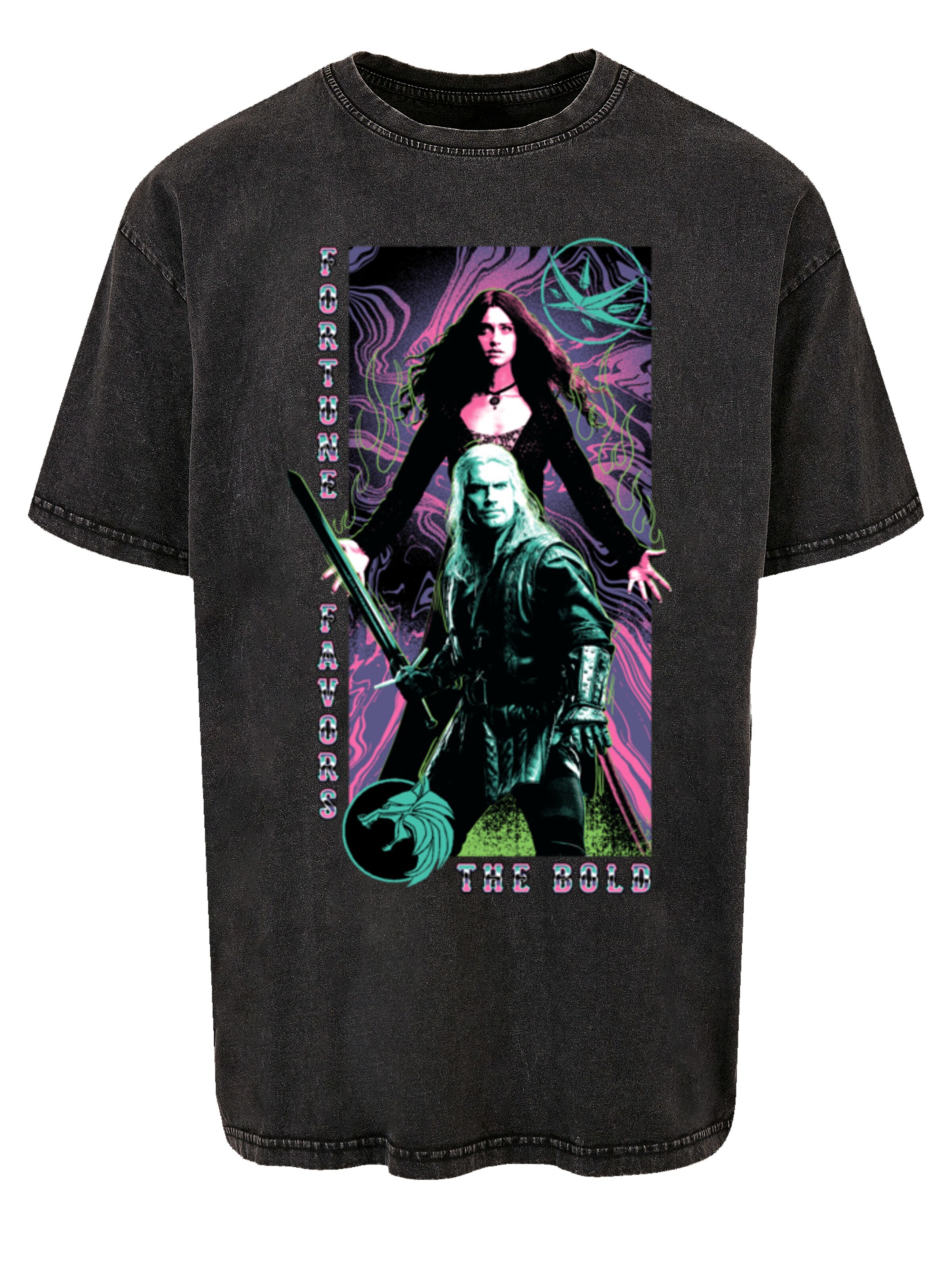 T-Shirt 'The Witcher Fortune Favours The Bold Netflix TV Serie' F4NT4STIC en noir : devant