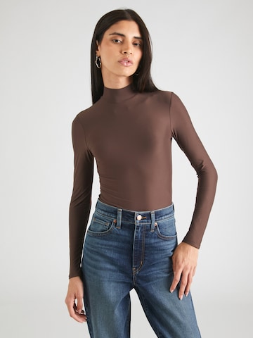 Abercrombie & Fitch Shirt Bodysuit in Brown: front