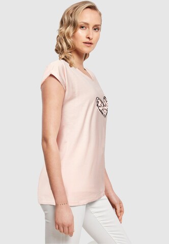 Merchcode T-Shirt 'Valentines Day - Leopard Heart' in Pink