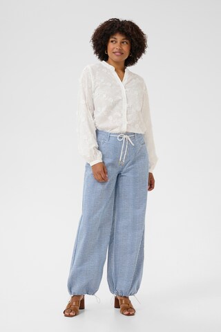 Cream Tapered Trousers 'Berta' in Blue