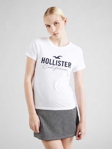 HOLLISTER Μπλουζάκι σε λευκό: μπροστά