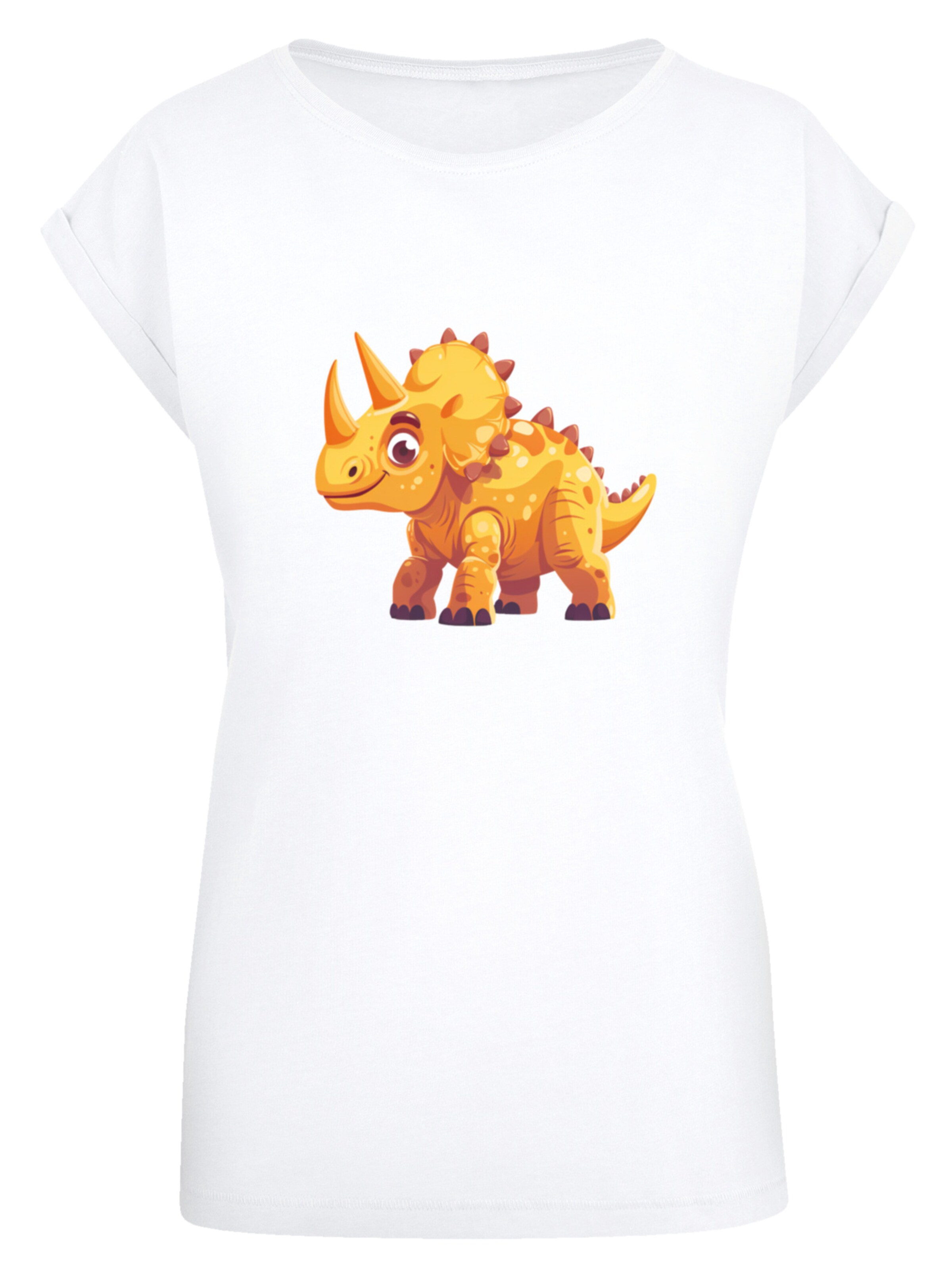 F4NT4STIC Shirt 'Süßer Triceratops Dinosaurier' in Wit: voorkant