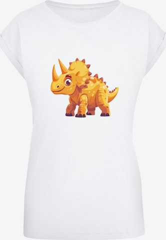 F4NT4STIC T-Shirt 'Süßer Triceratops Dinosaurier' in Weiß: Vorderseite