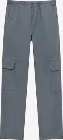 Pull&Bear Regular Cargo Pants in Blue: front