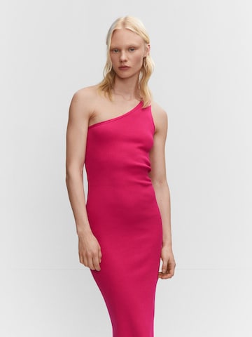 MANGO Stickad klänning 'Asim' i rosa: framsida
