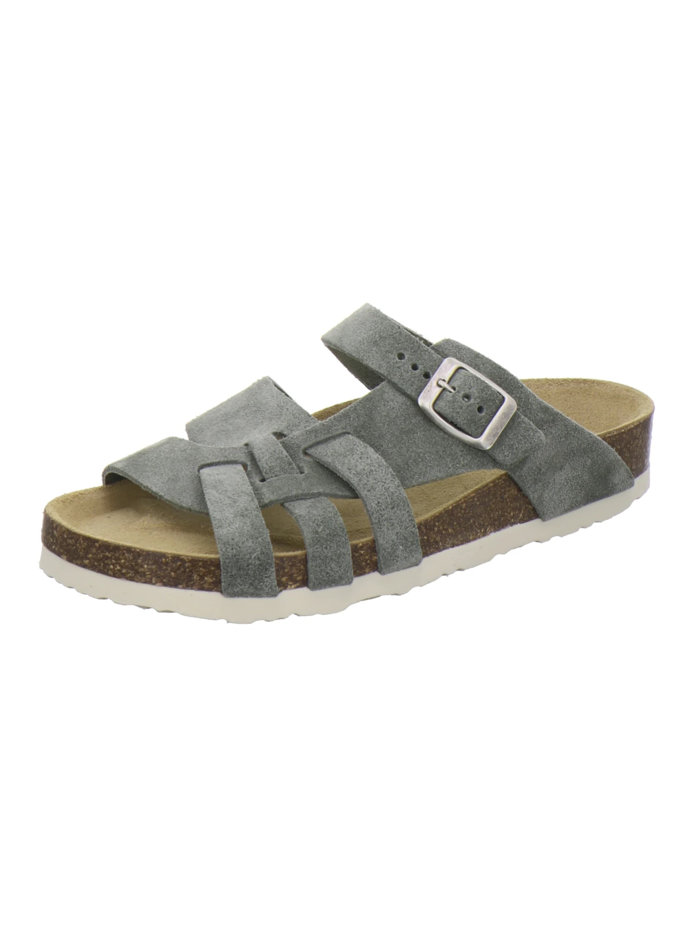 AFS-Schuhe - Zapatos abiertos 'Pantoletten Damen Kralle olive Veloursleder' en verde: frente