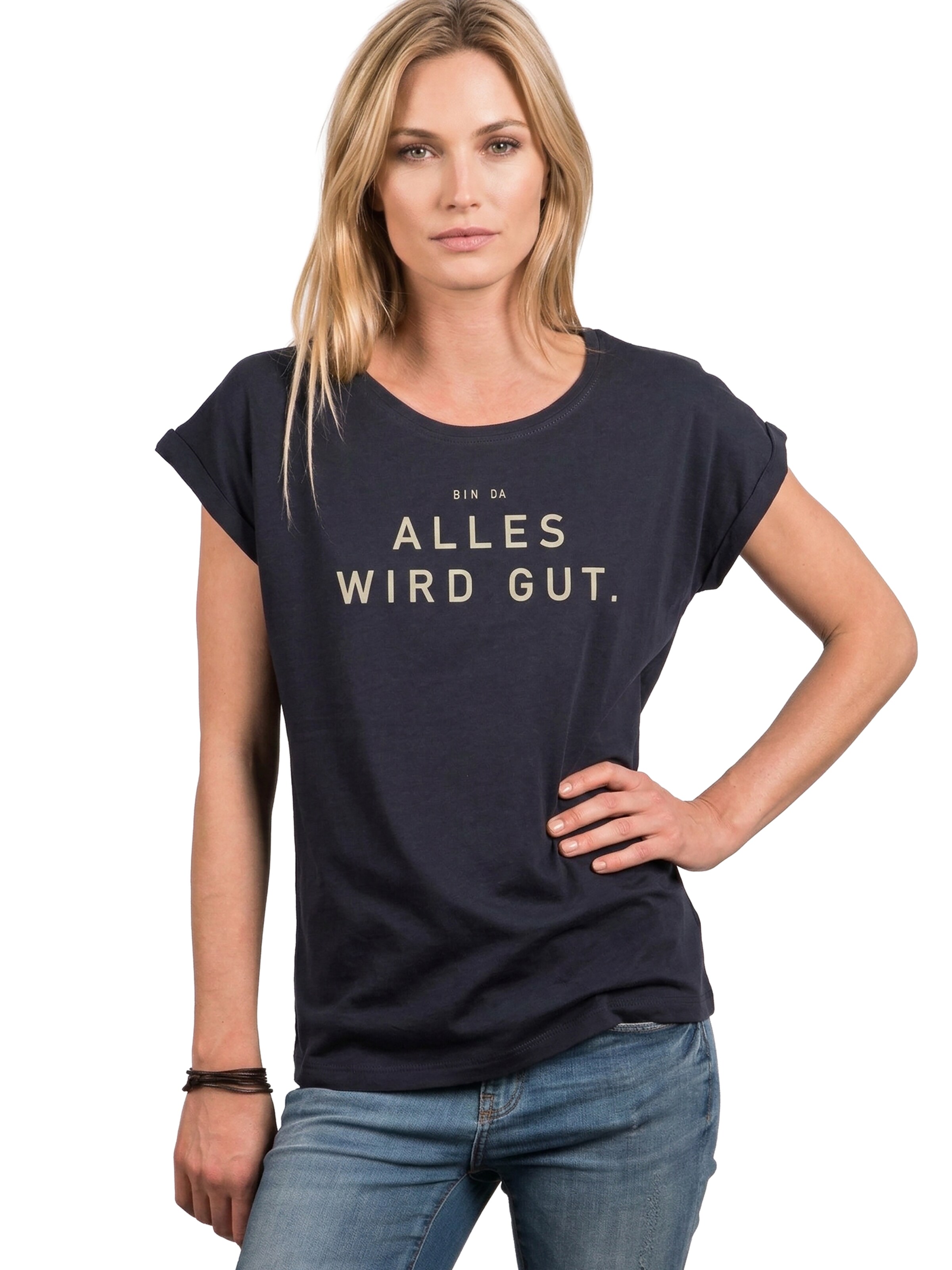 MAKAYA Shirt 'Bin da alles wird gut'‌‌‌‌‌‌‌‌‌ in Blau